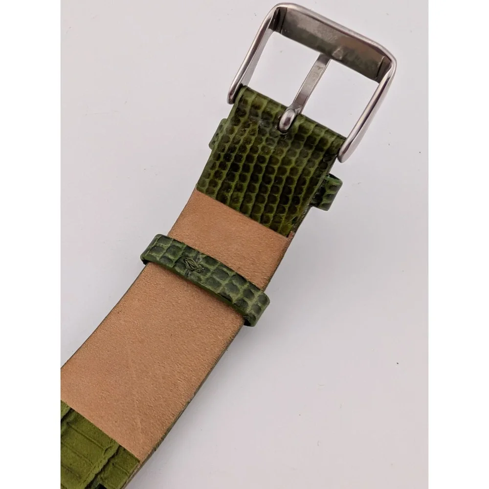 Coldwater Creek Watch Women 35mm Case Olive Green Leather Band- New Battery‎